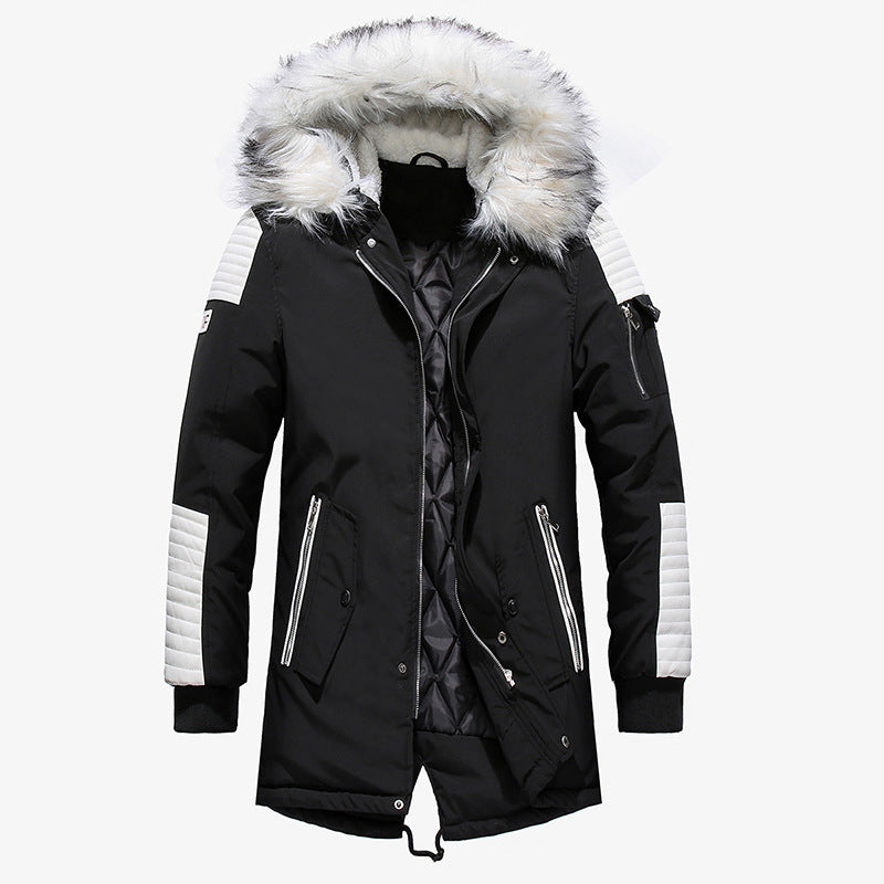 Parka d'hiver pour homme avec col en fourrure amovible