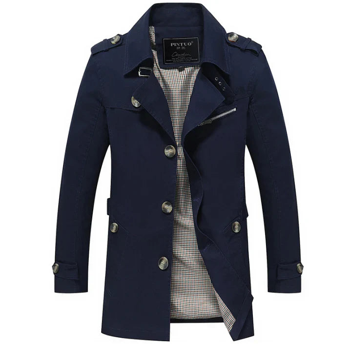 Trench-coat long élégant à double boutonnage pour homme
