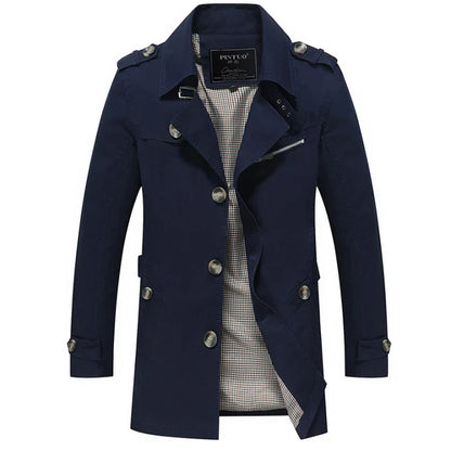 Trench-coat long élégant à double boutonnage pour homme