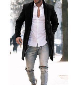 Manteau long homme élégant noir moderne