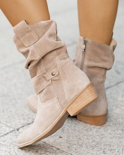 Modische Stiefel Mit Niedrigem Absatz - IdealeKleiden