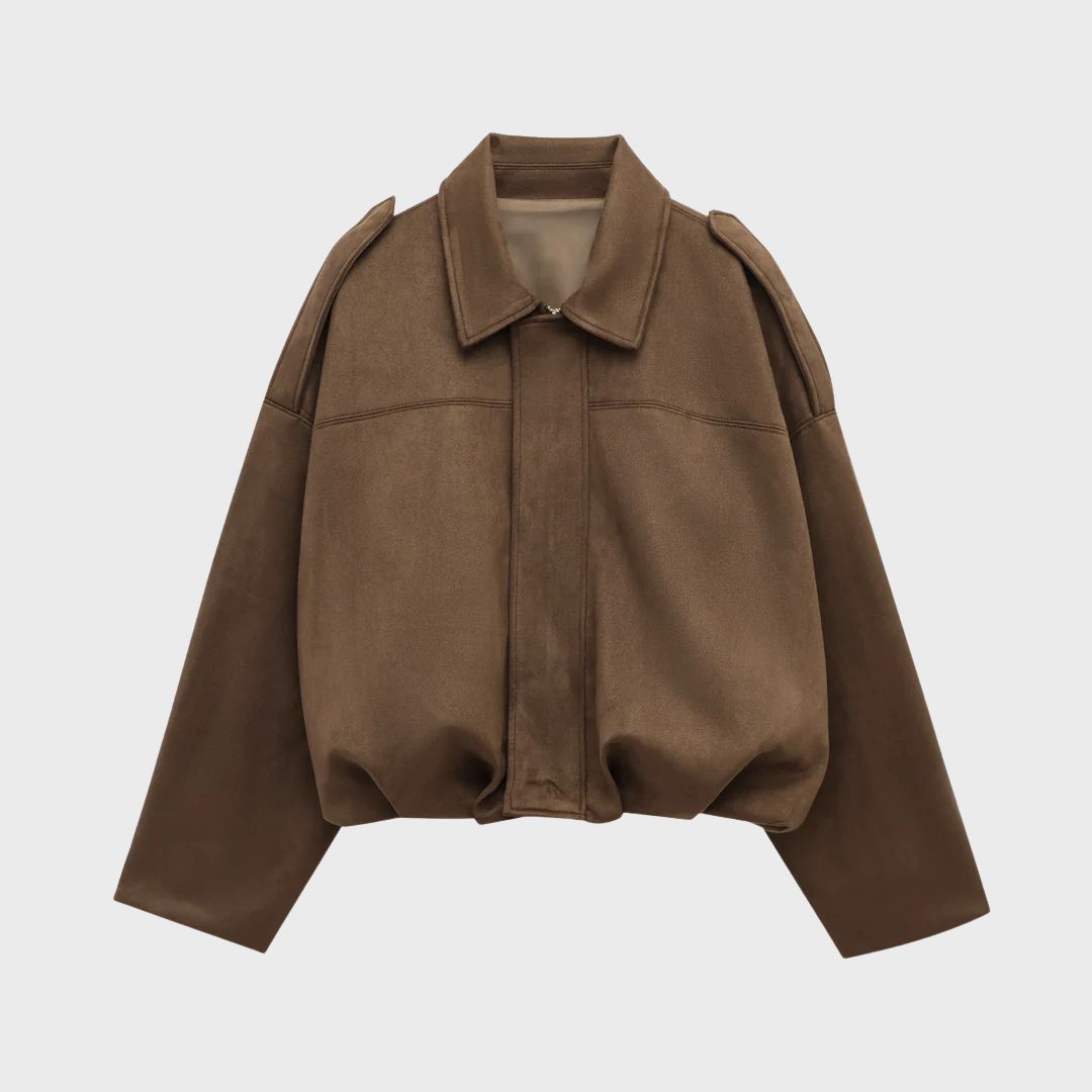 Veste en cuir oversize en daim chaude et élégante