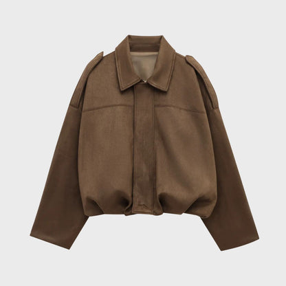 Veste en cuir oversize en daim chaude et élégante