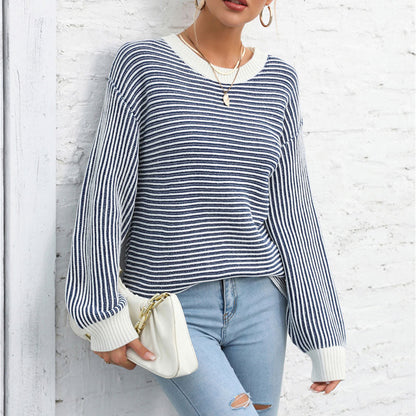 Pull en maille stylé rayé décontracté