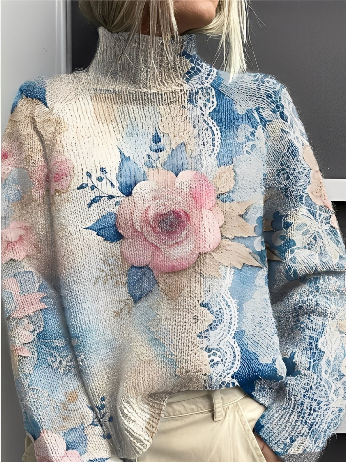 Pull col roulé femme élégant design moderne
