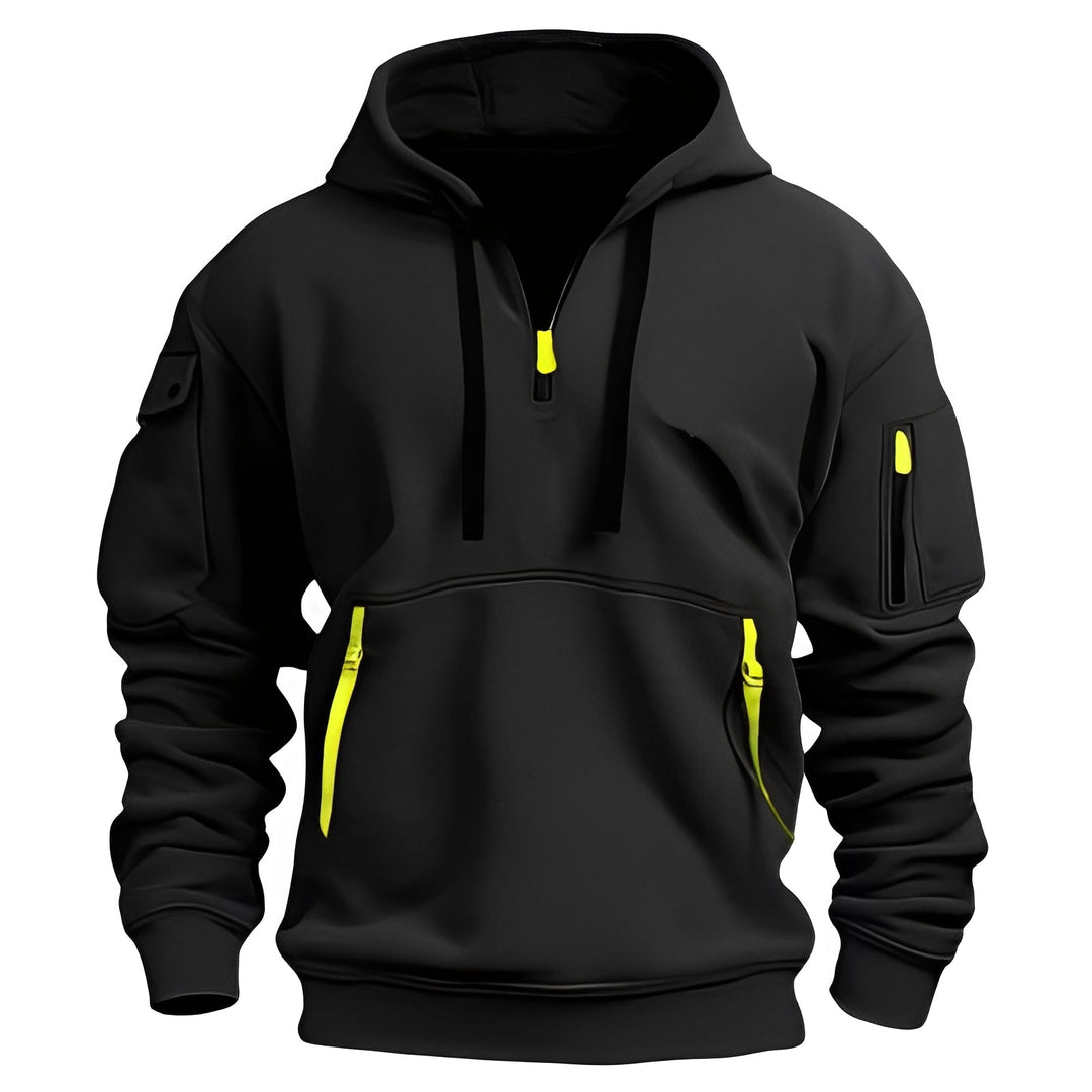Sweat-shirt à capuche confortable pour hommes avec demi-zip