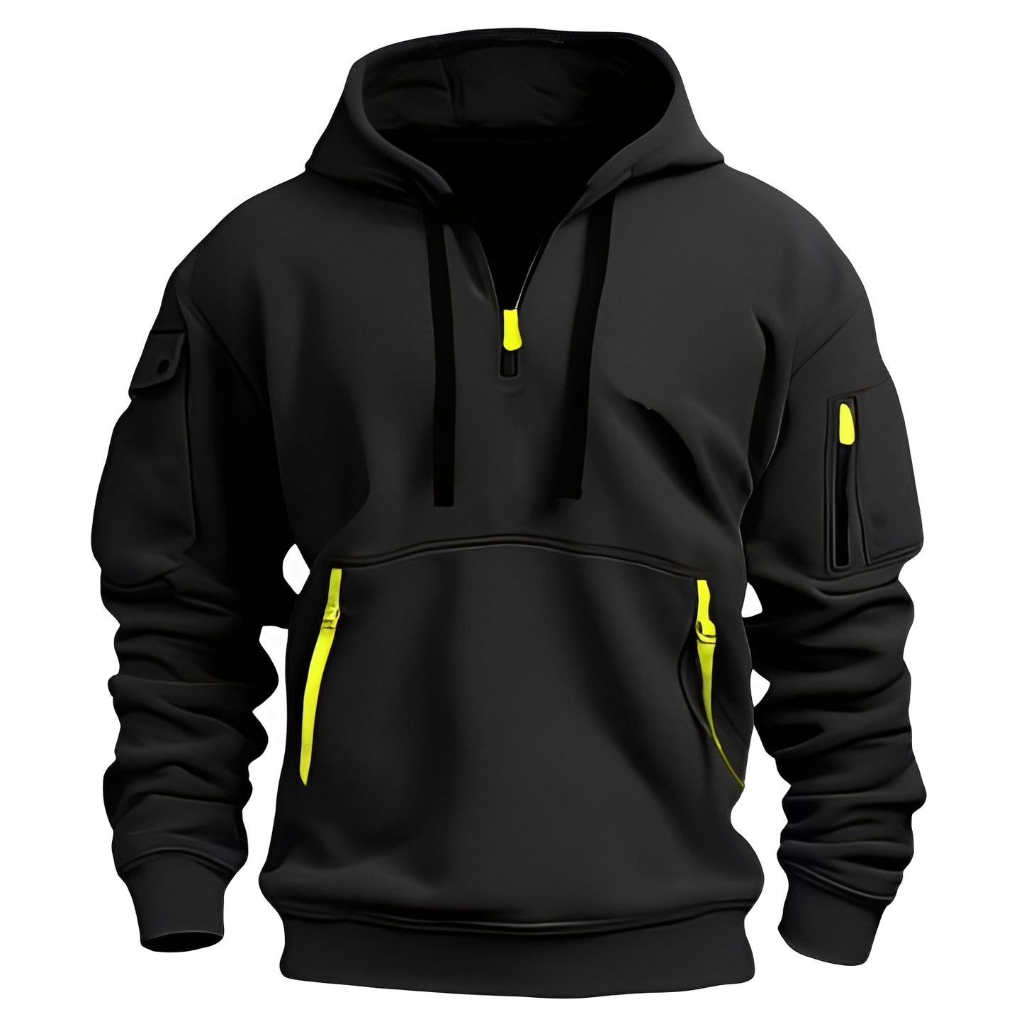 Sweat-shirt à capuche confortable pour hommes avec demi-zip