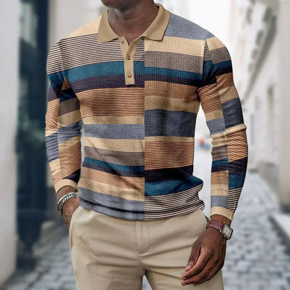 Polo homme manches longues Sportif Élégance
