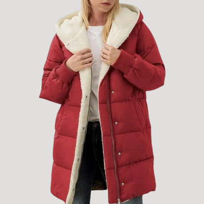 Manteau matelassé d'hiver pour femme avec capuche et chaud