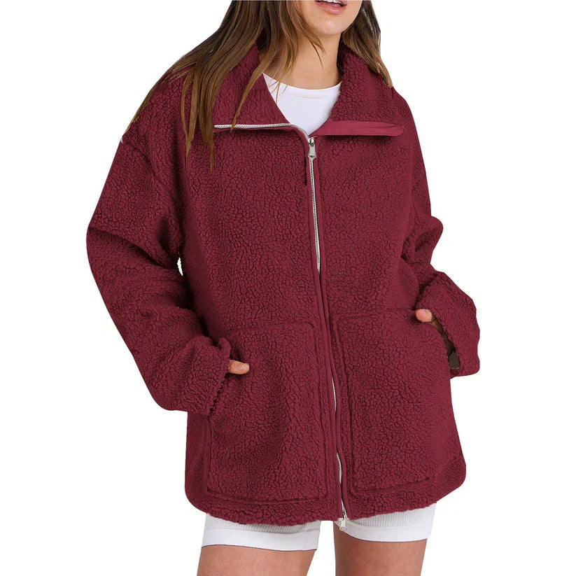 Manteau en laine décontracté pour femme Col roulé moderne