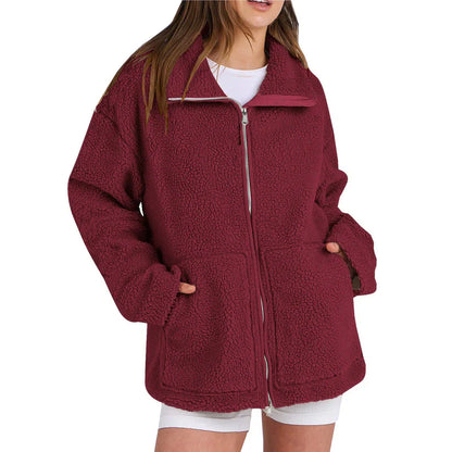 Manteau en laine décontracté pour femme Col roulé moderne