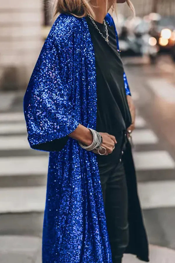 Robe de soirée kimono glamour à paillettes