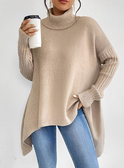 Pulls femme élégants longs col roulé chic