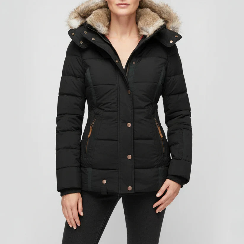 Winterjacke Damen Warm Futter Fellkapuze - IdealeKleiden