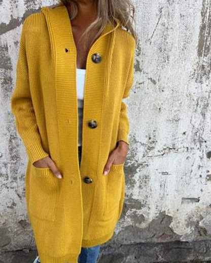 Cardigan à capuche avec poches pour femme
