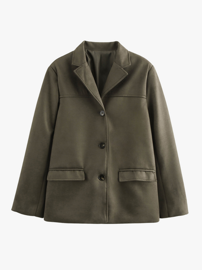 Élégant blazer marron aspect daim