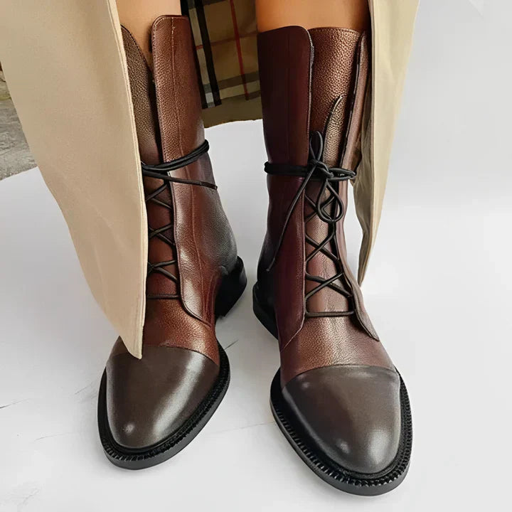 Bottes élégantes en cuir véritable pour femme