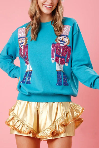 Sweat-shirt de Noël à paillettes Coupe ample