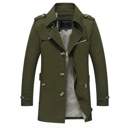 Trench-coat long élégant à double boutonnage pour homme