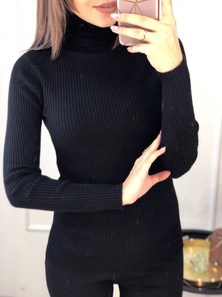 Col roulé femme finement structuré coupe ajustée