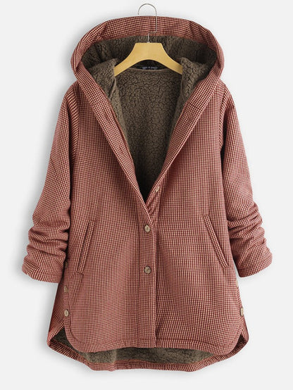 Manteau à capuche doublure sherpa carreaux décontracté