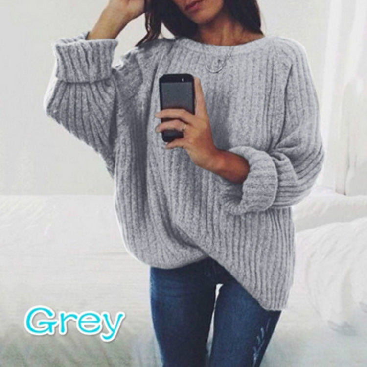 Pull femme grosse maille décontracté confortable
