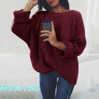 Pull femme grosse maille décontracté confortable