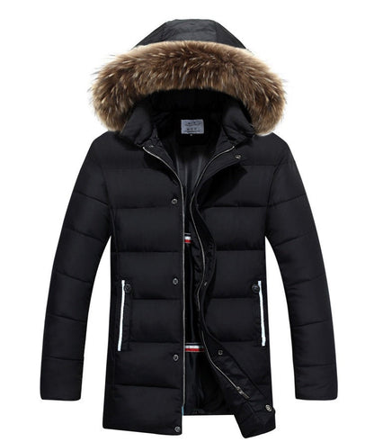 Blouson d'hiver homme en fausse fourrure douce avec capuche