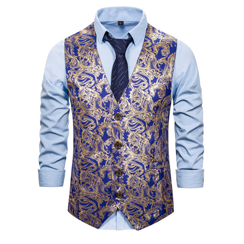 Gilet Homme Élégant Brocart Design Luxe