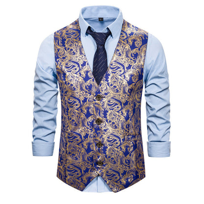 Gilet Homme Élégant Brocart Design Luxe