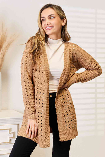 Gilet tendance ouvert devant à fines côtes