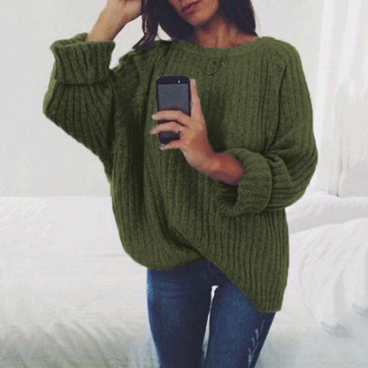 Pull en grosse maille pour femme, coupe ample