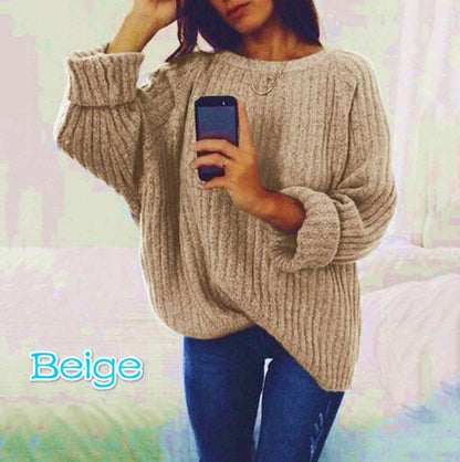 Pull femme grosse maille décontracté confortable