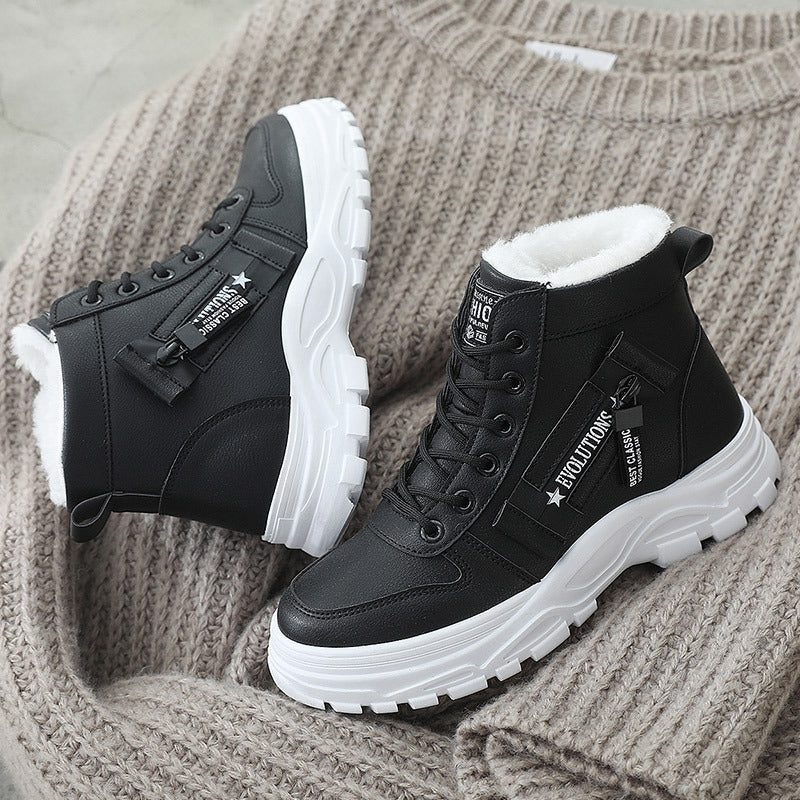 Bottes à la mode montantes en similicuir à plateforme