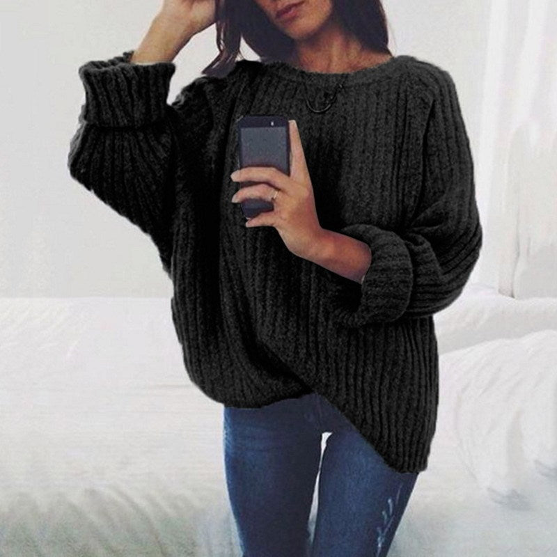 Pull femme grosse maille décontracté confortable