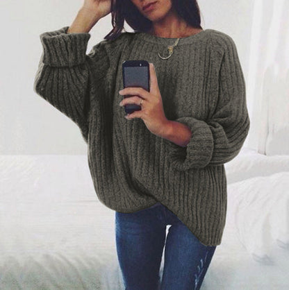 Pull femme grosse maille décontracté confortable