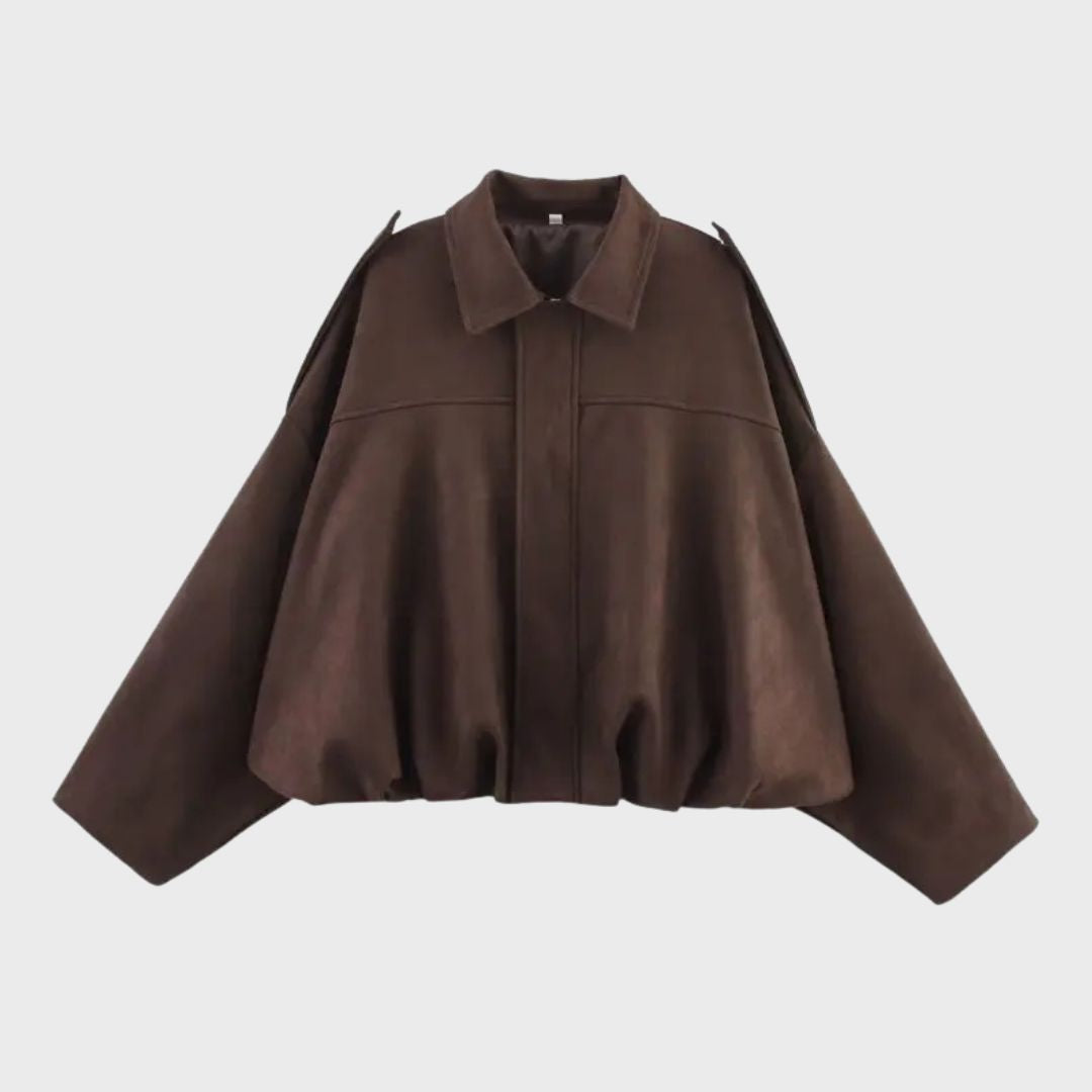 Veste en cuir oversize en daim chaude et élégante