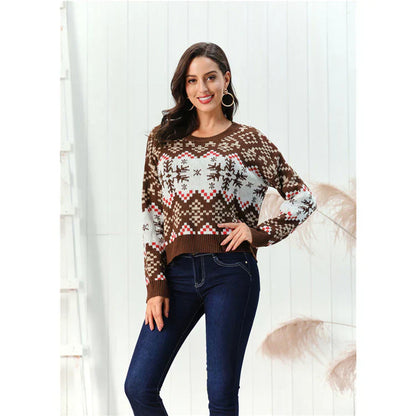 Pull-overs en laine à motifs, coupe décontractée, bord-côte