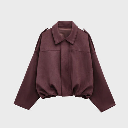 Veste en cuir oversize en daim chaude et élégante