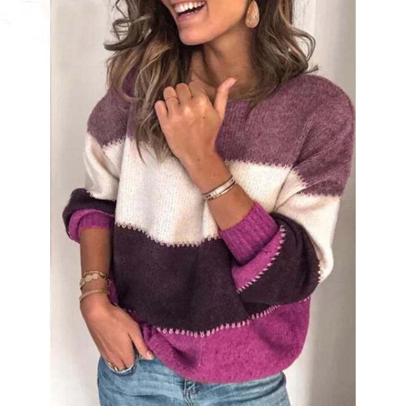 Pull Femme Décontracté Rayé Doux