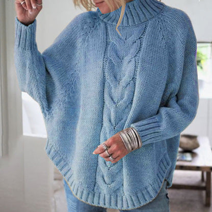 Pull pour femmes en grosse maille, col montant, torsades