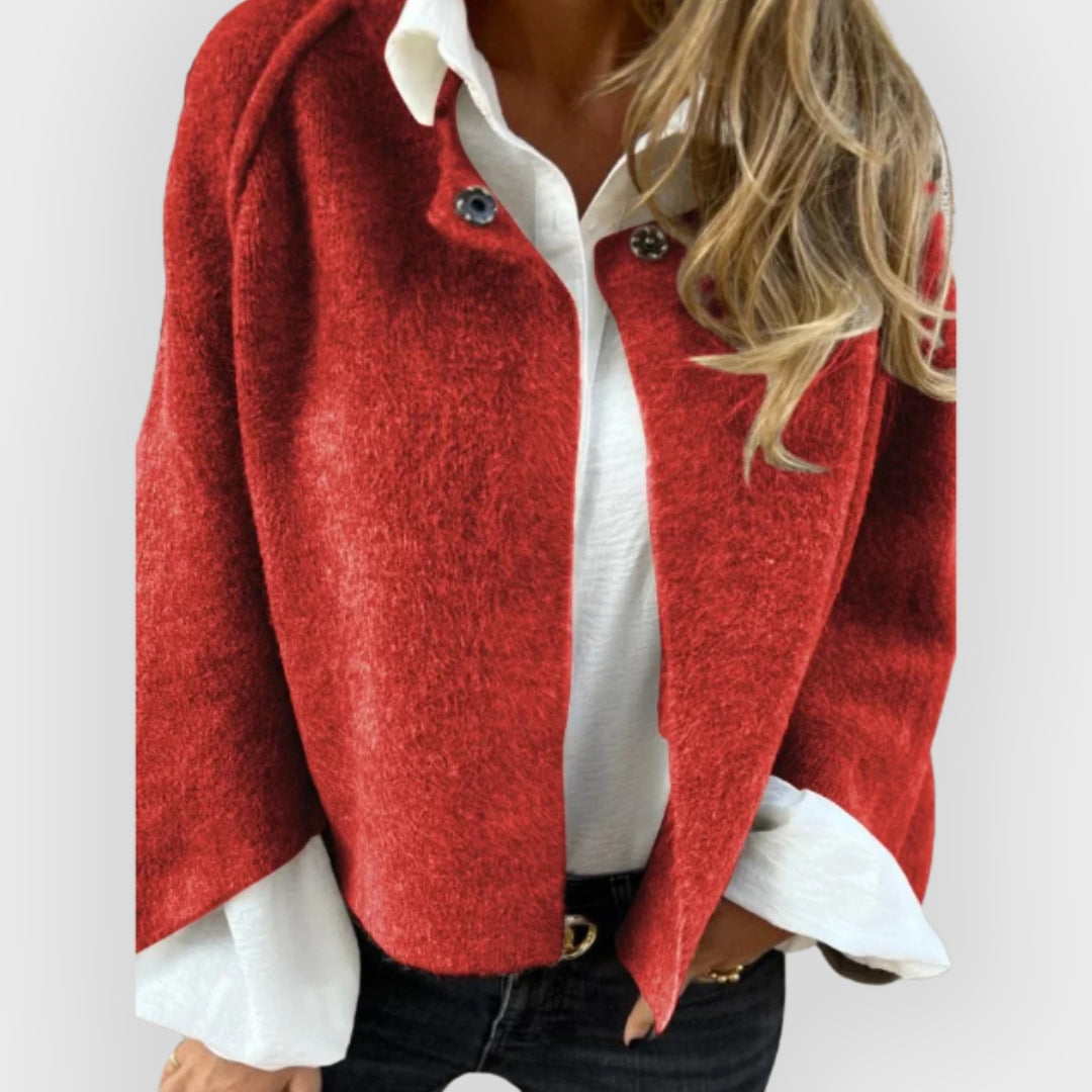 Robe d'hiver chaude | Manteau en laine pour femme col rond manches longues