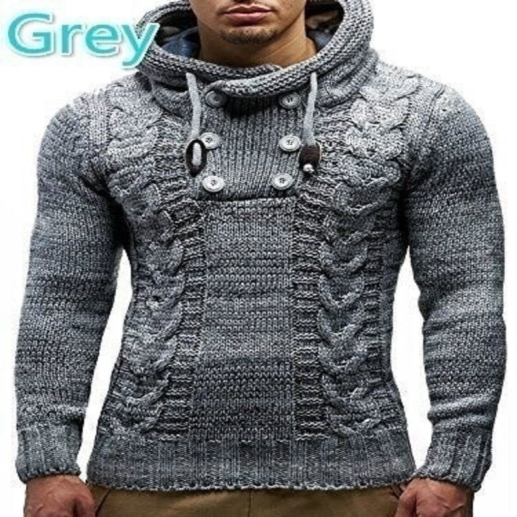 Pull à capuche texturé à motif torsadé pratique pour homme
