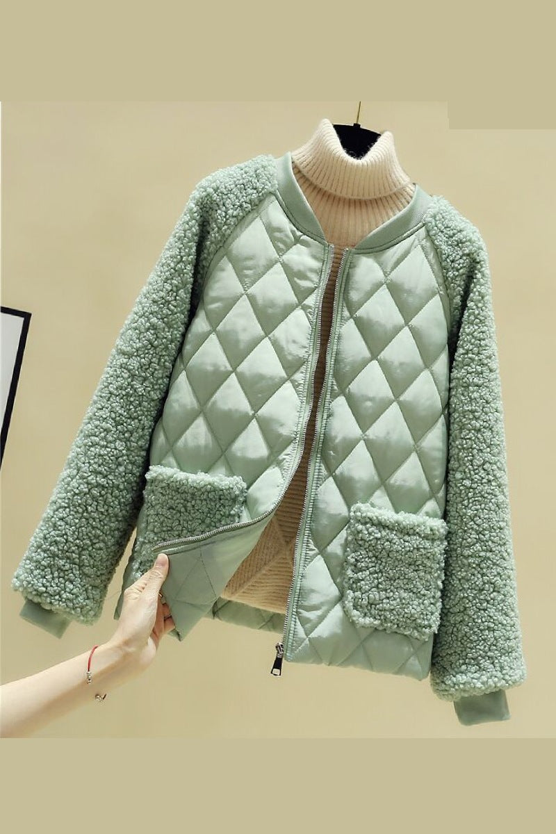 Doudoune matelassée pour femme, doublure en teddy, chaude et pratique