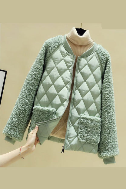 Doudoune matelassée pour femme, doublure en teddy, chaude et pratique