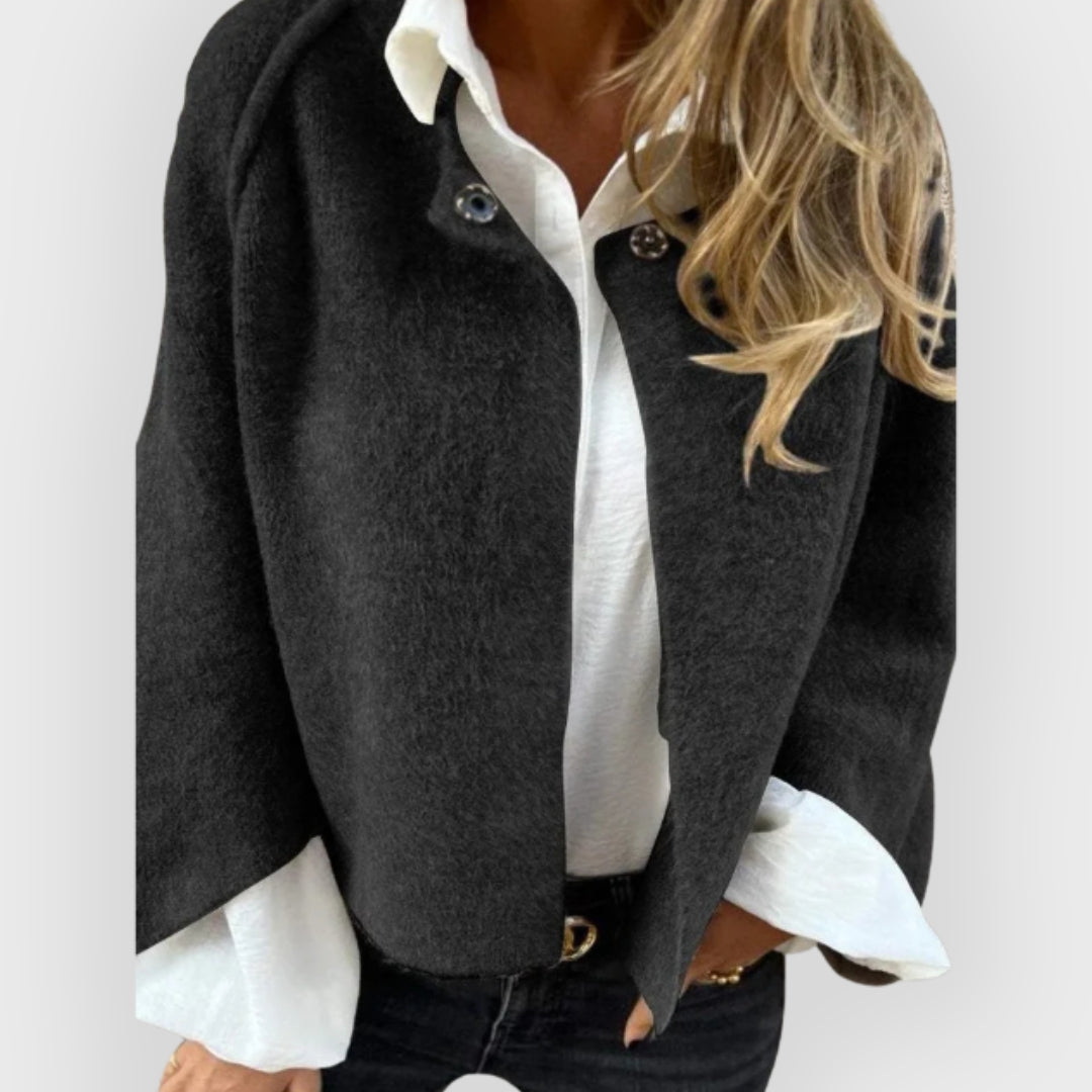 Robe d'hiver chaude | Manteau en laine pour femme col rond manches longues