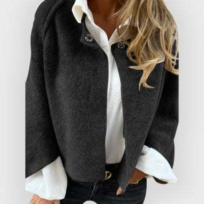 Robe d'hiver chaude | Manteau en laine pour femme col rond manches longues