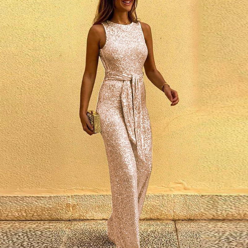 Robe de soirée scintillante pour femme élégante, dos nu
