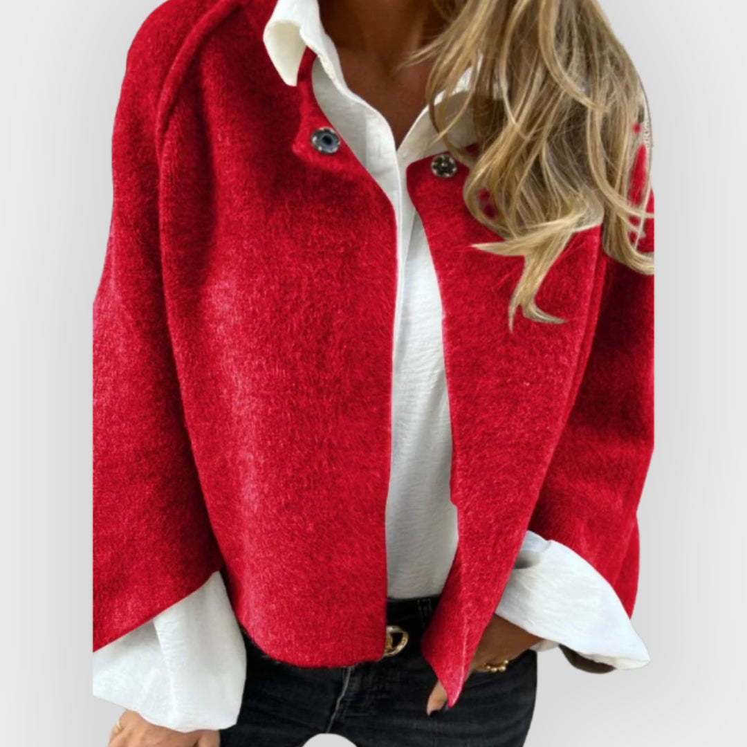 Robe d'hiver chaude | Manteau en laine pour femme col rond manches longues