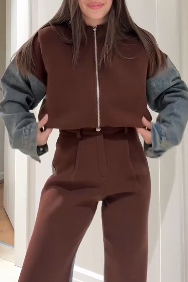 Veste en jean tendance Coupe décontractée Patchwork